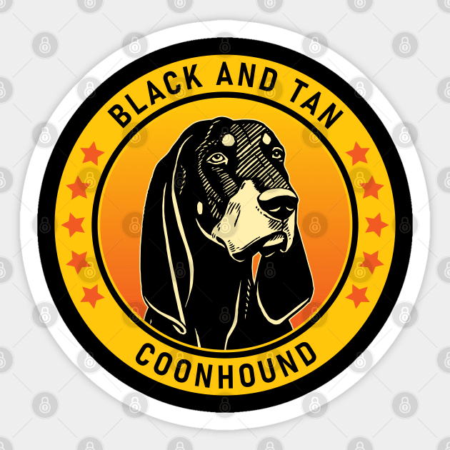 Black and Tan Coonhound Dog Portrait Sticker by millersye